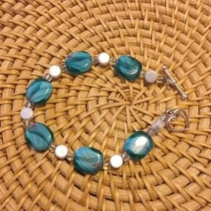 Teal art glass bracelet